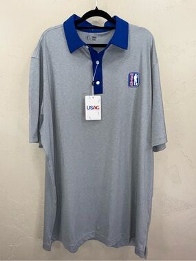 USAG U Suck At Golf Humorous Mens grey blue polo NWT Drinking Golf corp Size XXL